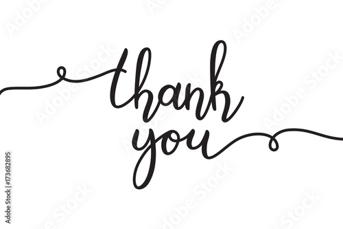 thank you lettering, vector handwritten text, card template