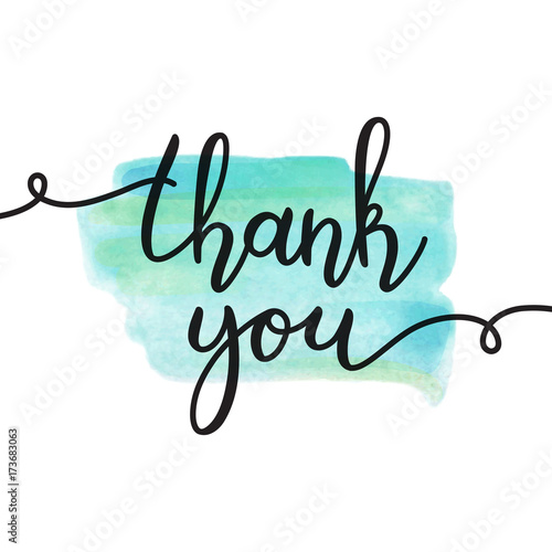 thank you lettering, vector handwritten text, card template