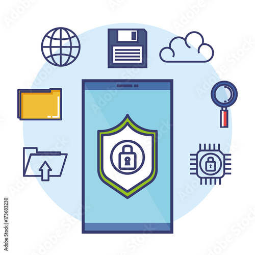 data center set flat icons vector illustration design