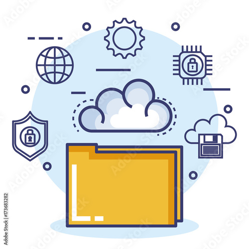 cloud computing set flat icons vector illustration design