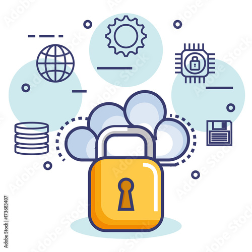 cloud computing set flat icons vector illustration design