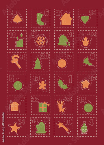 Adventcalendar with twentyfour christmas asset