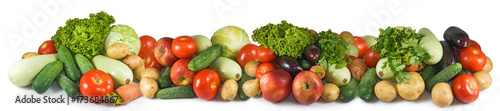 fruits and vegetables on the sky background