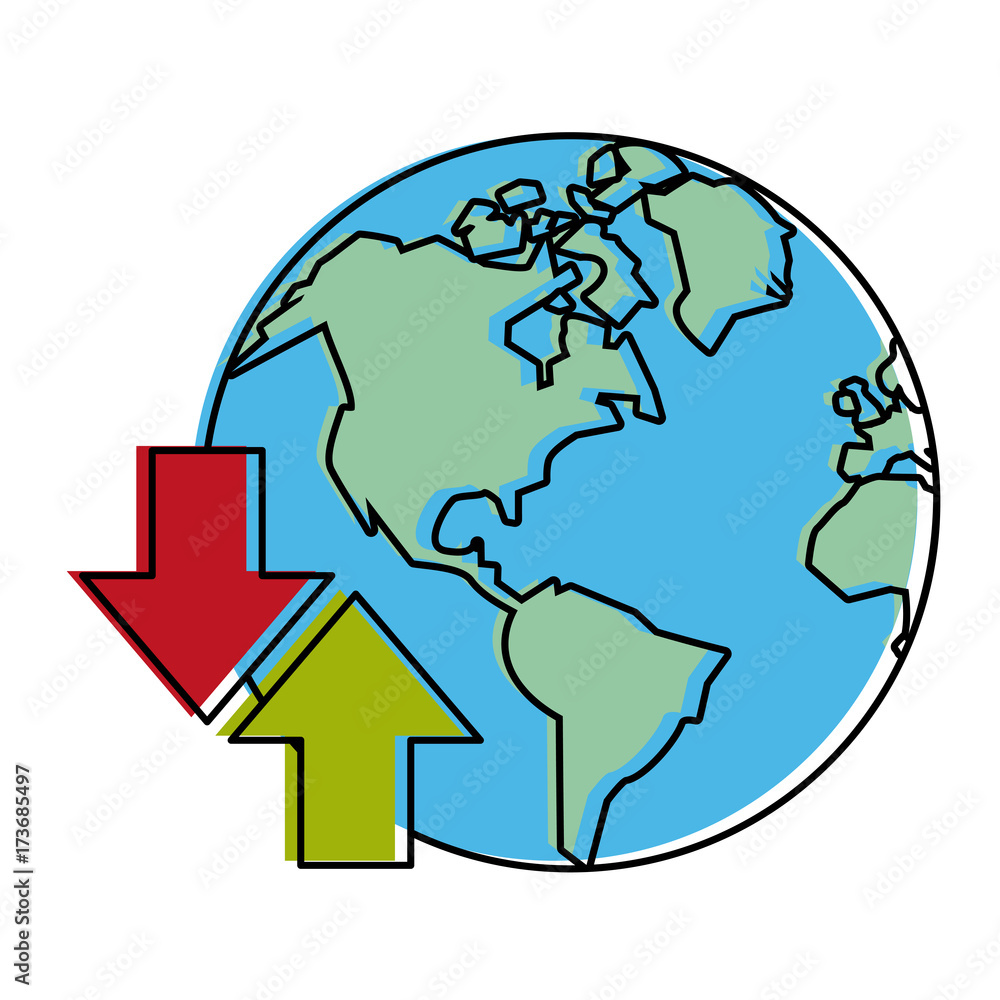planet earth with upload download arrows internet icon image vector illustration design planet earth with upload download arrows internet icon image vector illustration design