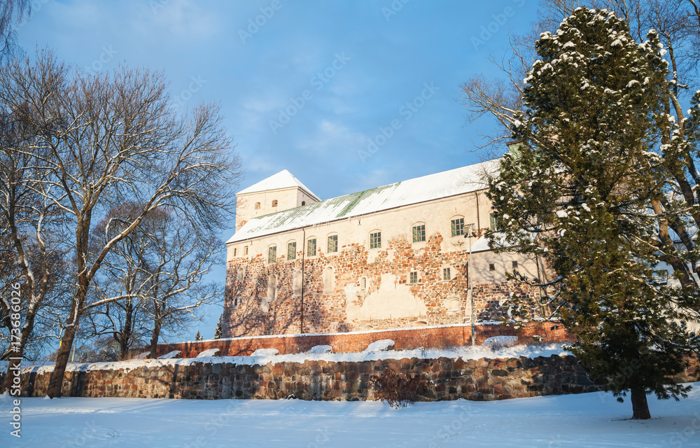 Turku Castle in winter season, medieval building