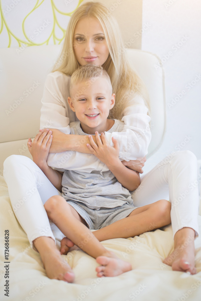Portrait of happy mother with son Portrait of happy mother with son