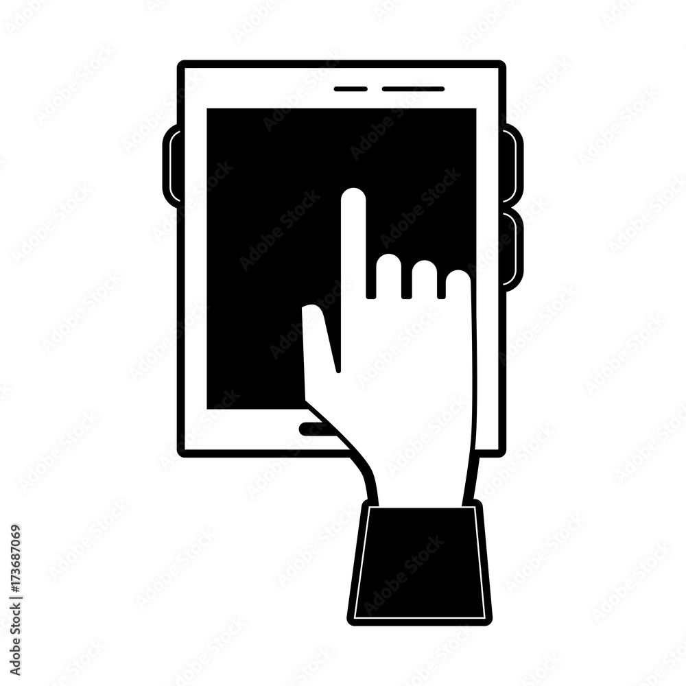 tablet and hand touching screen icon image vector illustration design tablet and hand touching screen icon image vector illustration design