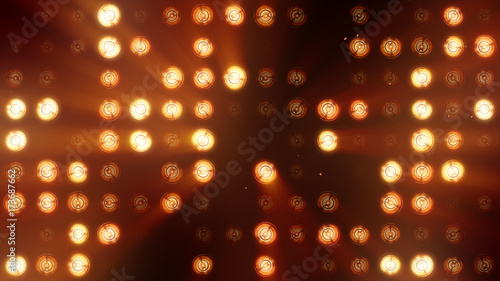 The wall of incandescent lamps is bright orange. LED background