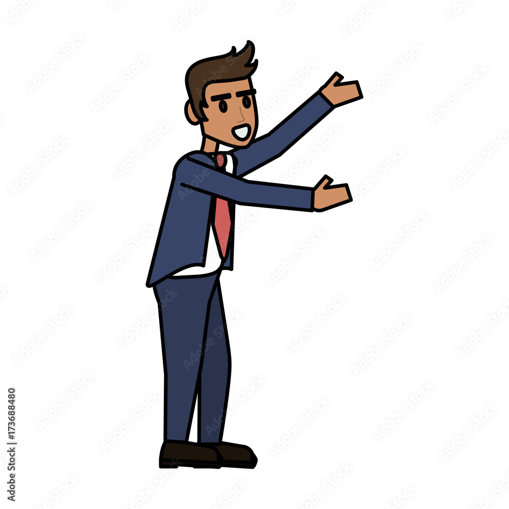 happy businessman stretching arms to the side icon image vector illustration design happy businessman stretching arms to the side icon image vector illustration design