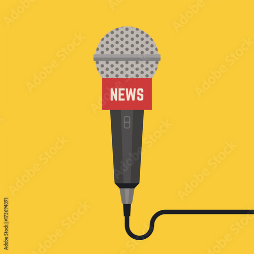 Microphone vector. News illustration. News on TV and radio. Interview.