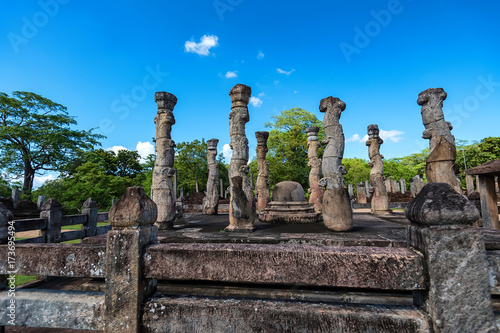 Ruins of Nissanka Lata Mandapaya in Polonnaruwa photo