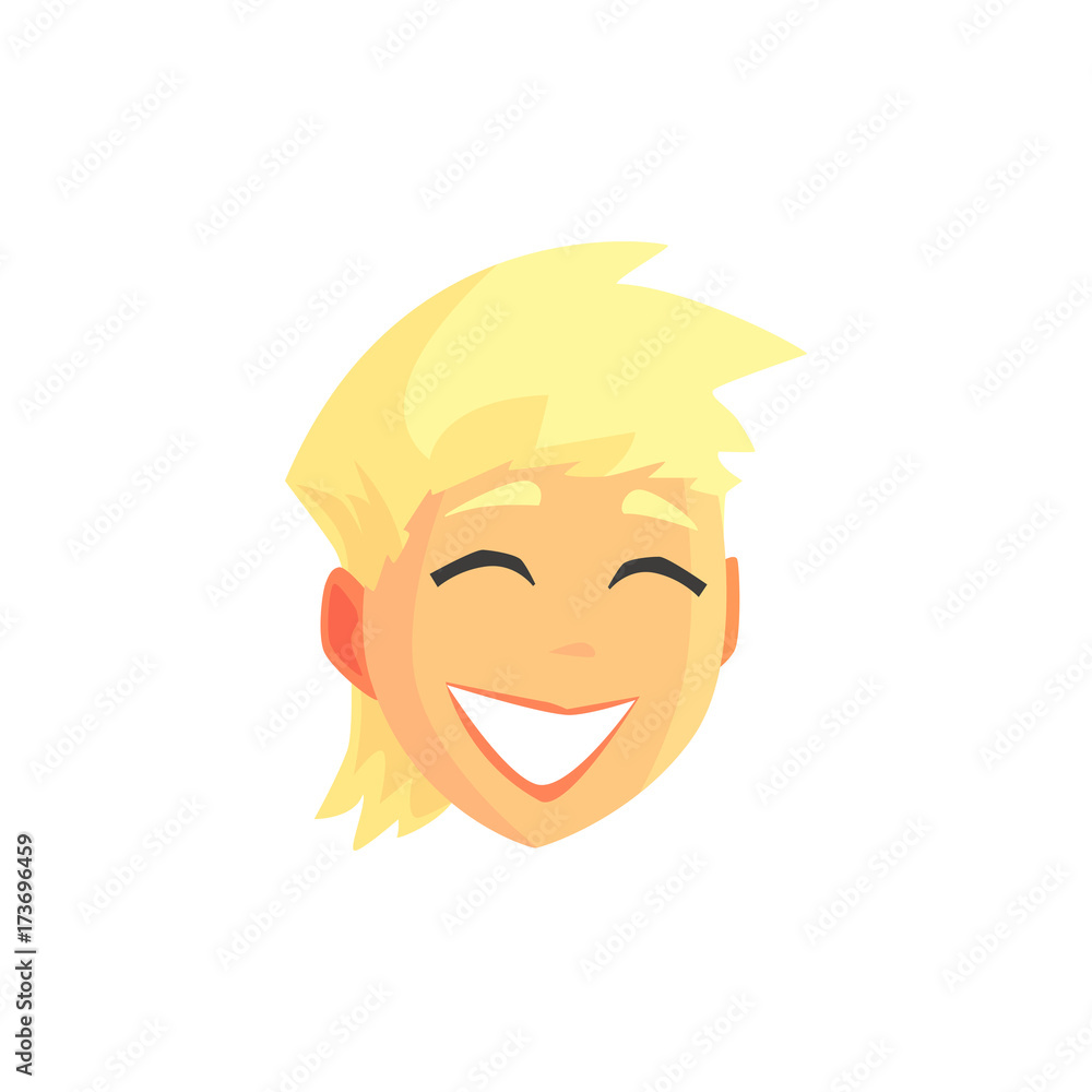 Young blonde smiling woman face avatar, positive female character cartoon vector illustration Young blonde smiling woman face avatar, positive female character cartoon vector illustration