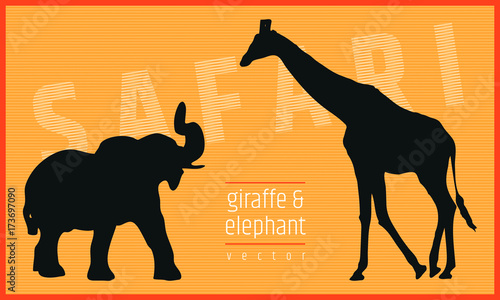 Safari Vektor - Giraffe und Elefant