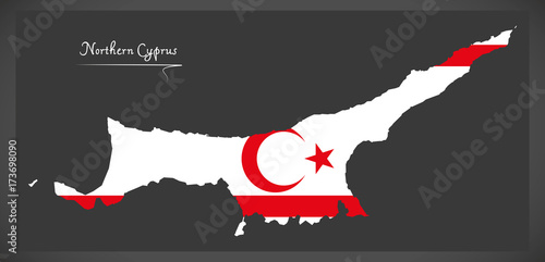 Northern Cyprus mainland map with national flag illustration