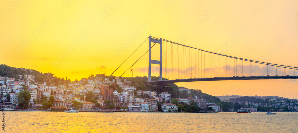 panorama of the city of Istanbul and the bridge connecting Europe and Asia