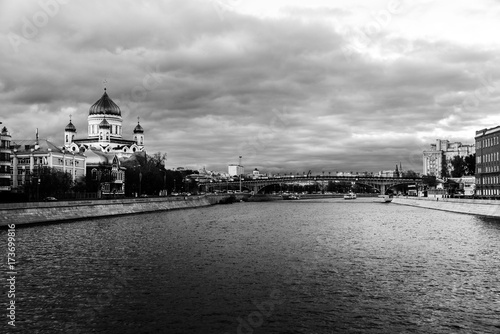 Boat ride in the evening in Moscow, Russia
