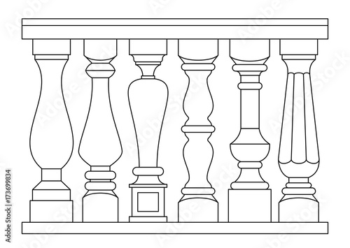 Canvas Print Set of classic balusters