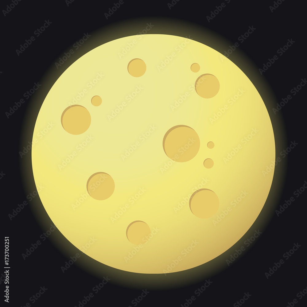 Full moon with craters glowing in the night. Flat design style. Vector illustration in eps10 Full moon with craters glowing in the night. Flat design style. Vector illustration in eps10