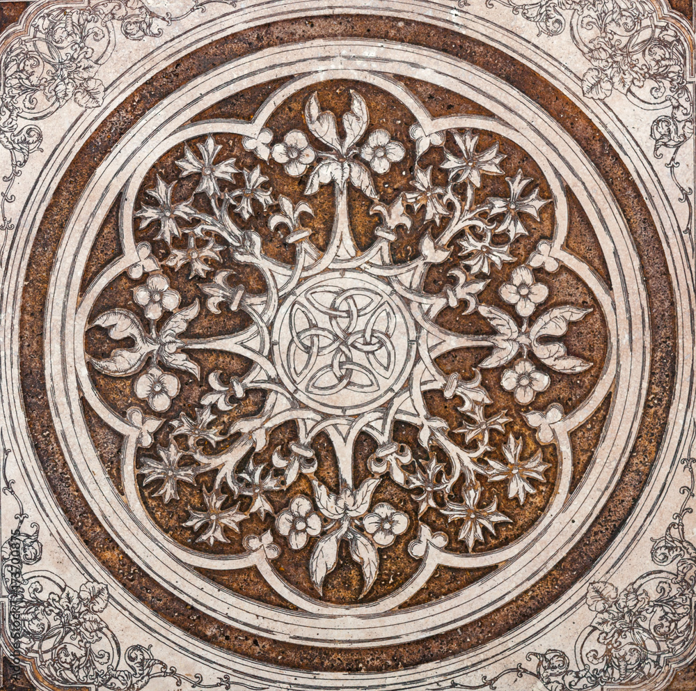 floor tiles surface ornament flower pattern