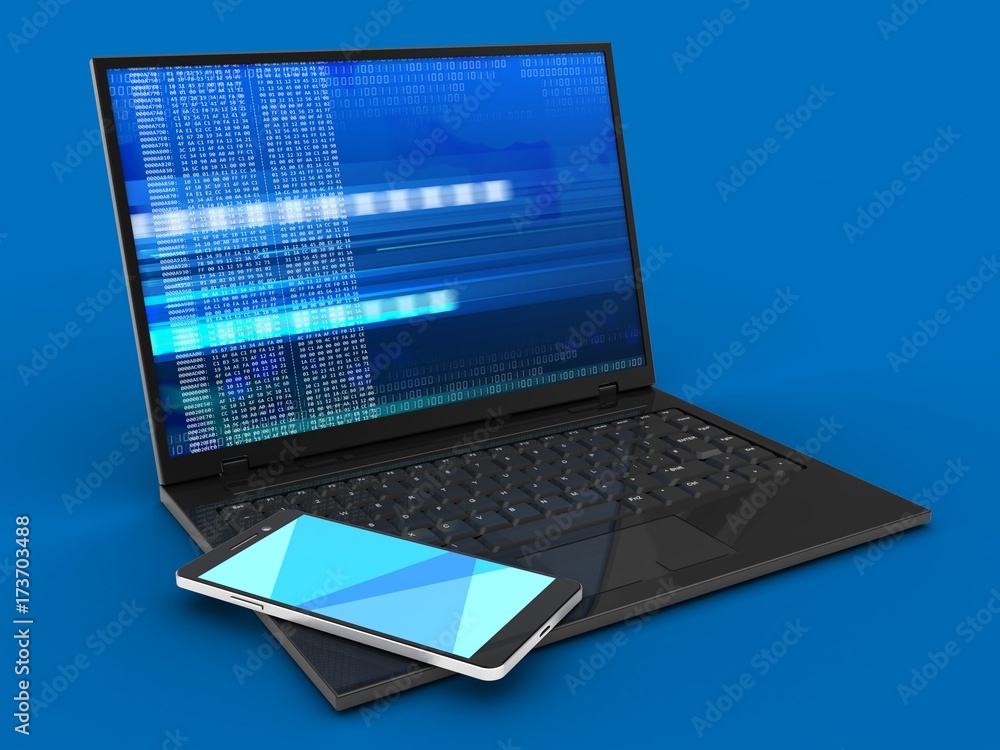 3d laptop computer and smartphone 3d laptop computer and smartphone