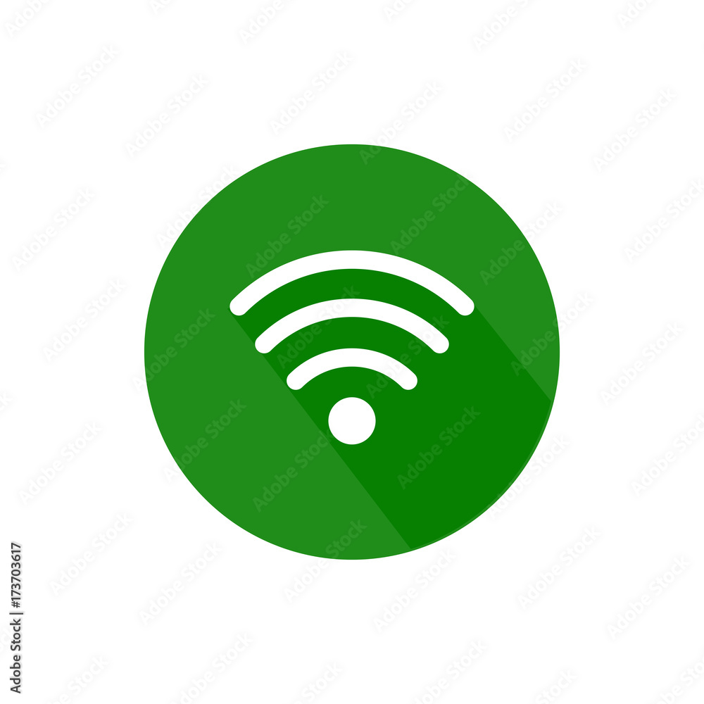 round icon with wifi signal and long shadow. round icon with wifi signal and long shadow.