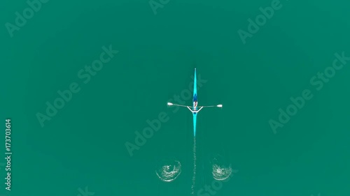 Aerial view of Rowing boat on lake