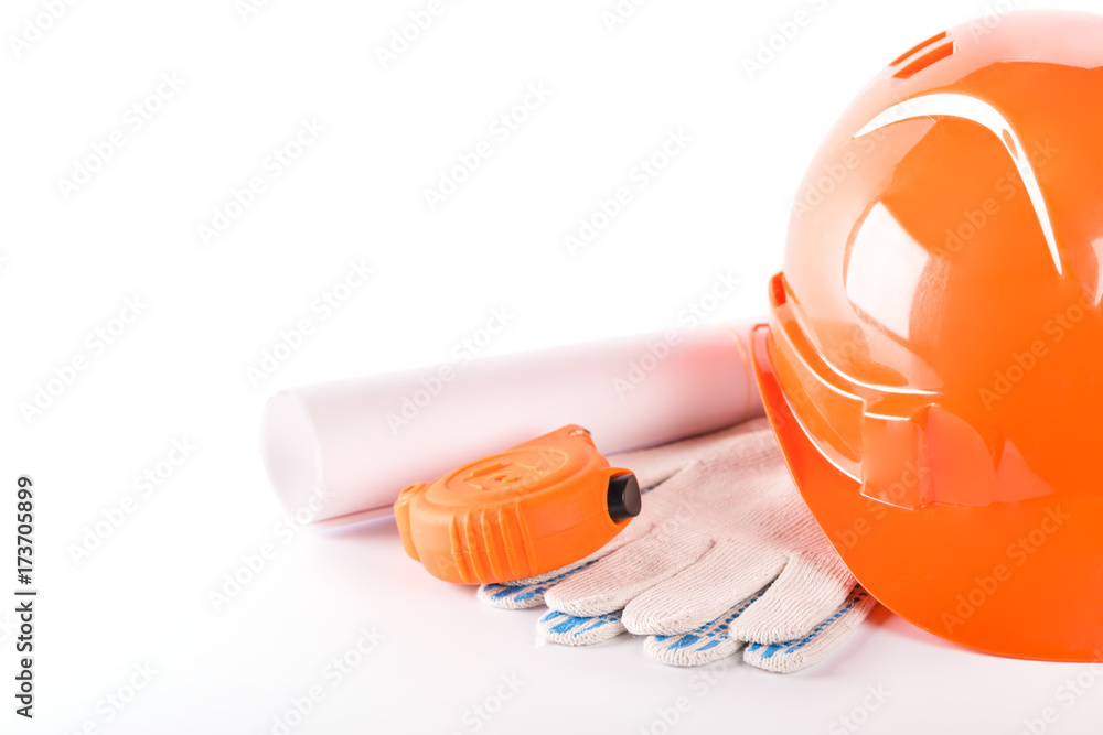 Fototapeta premium Construction tools closeup on white