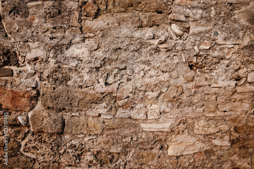 Texture of old bricks, castle wall and ancient ruins. background