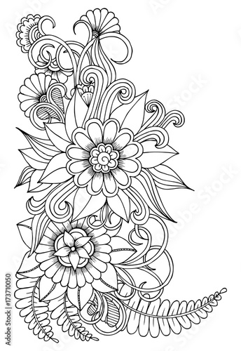 Wallpaper Mural Black and white flower pattern for adult coloring book. Torontodigital.ca