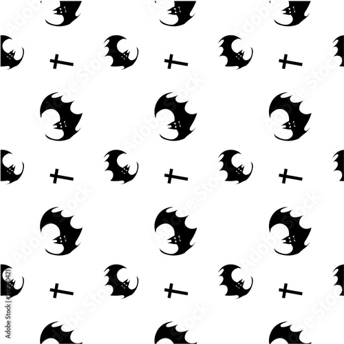 Halloween seamless pattern bat hand drawn background scrapbook paper, gift wrap paper, textile for Halloween holiday vector items simple style, black silhouettes, isolated on white.