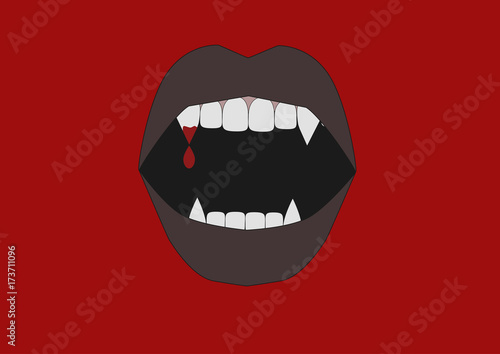 vampire's fangs on a red background