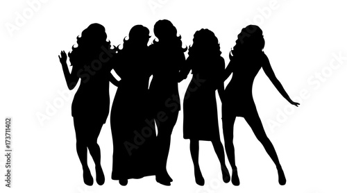 Vector silhouette of women on white background.