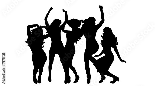Vector silhouette of women on white background.