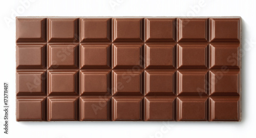 Milk chocolate bar isolated on white background