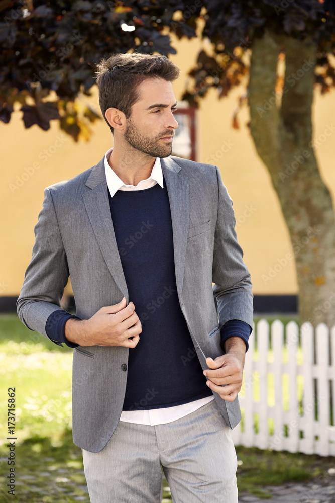 Handsome in suit jacket guy, looking away Handsome in suit jacket guy, looking away