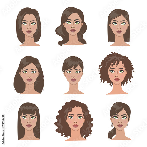 Female hairstyles set.