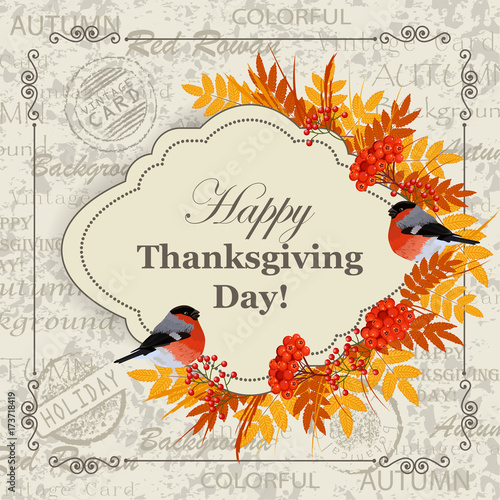 Happy Thanksgiving Day greeting card photo