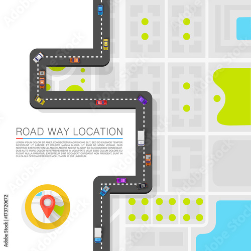 Paved path on the road art. Vector background