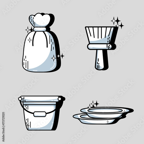 set clean house equipment and domestic service