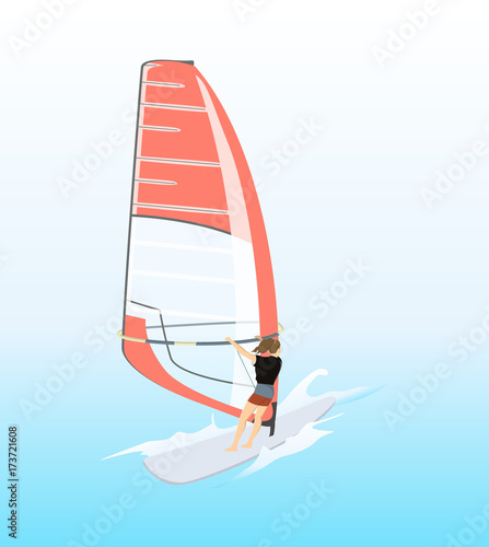 Isolated windsurf in ocean.