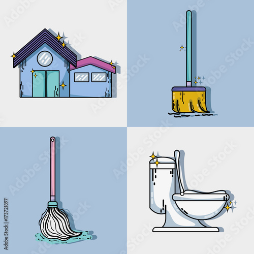 set clean house equipment and domestic service
