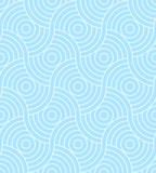 Pattern seamless circle abstract wave background stripe cute blue two tone colors. Geometric line vector.