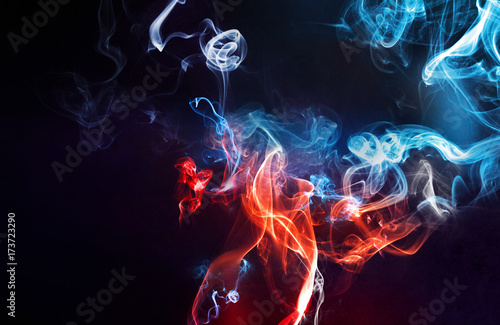 Organic analog smoke mixed with digital tones of colours