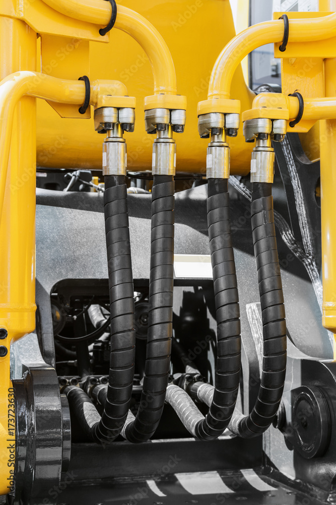 hydraulics and fuel system yellow tractor or other construction equipment hydraulics and fuel system yellow tractor or other construction equipment