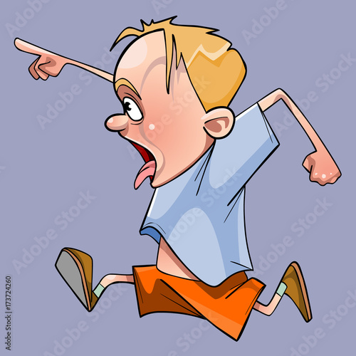 cartoon boy funny and very fast running