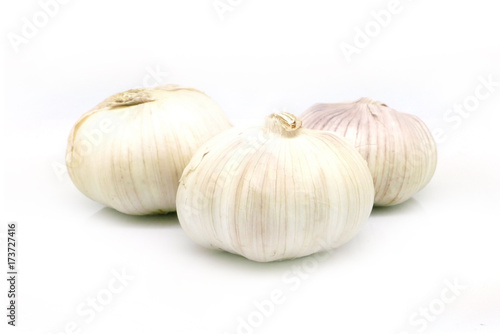 Isolated three vegetarian food white garlic onion 