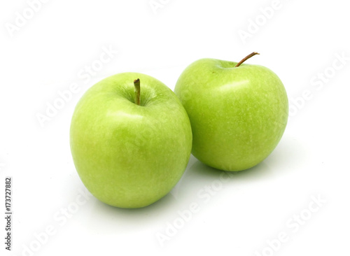 Isolated two green fruit apples