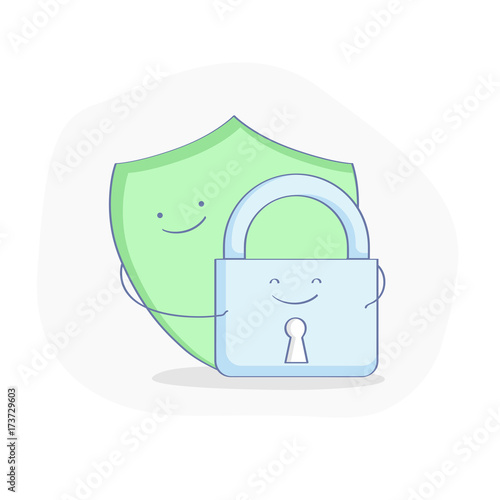Lock and Shield, Secure and Protection concept