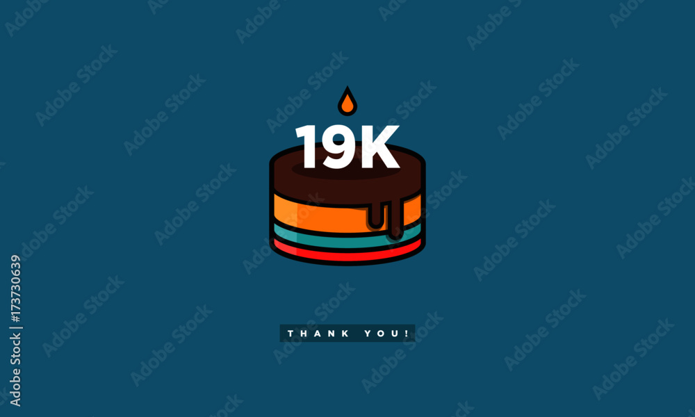 Birthday Cake for 19 Thousand Likes! (Vector Design Template For Social Networks Thanking a Large Number of Subscribers or Followers) 19000 Birthday Cake for 19 Thousand Likes! (Vector Design Template For Social Networks Thanking a Large Number of Subscribers or Followers) 19000