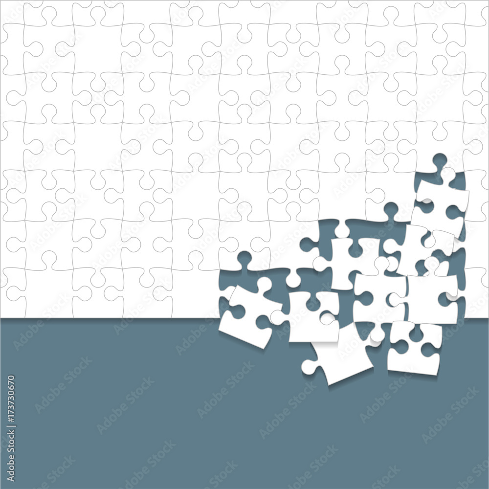 Some White Puzzles Pieces Grey - Vector Jigsaw Some White Puzzles Pieces Grey - Vector Jigsaw